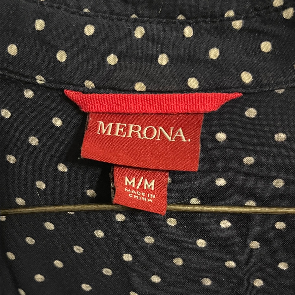 Merona Navy and White Polka Dot Sleeveless Wrap-Style Mini Dress - Picture 2 of 5
